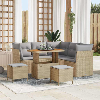 Tuin Sofa Set met kussen met opslag 8 pcs beige en lichtgrijs