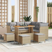 Garden Sofa Set with cushion with storage 9 pcs beige and light gray