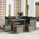 Tuin loungeset 9-delig poly rotan grijs