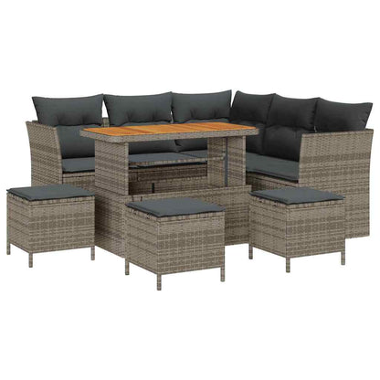 Tuin Sofa Set 9 pcs Grijs Poly riet en gepoedercoat staal