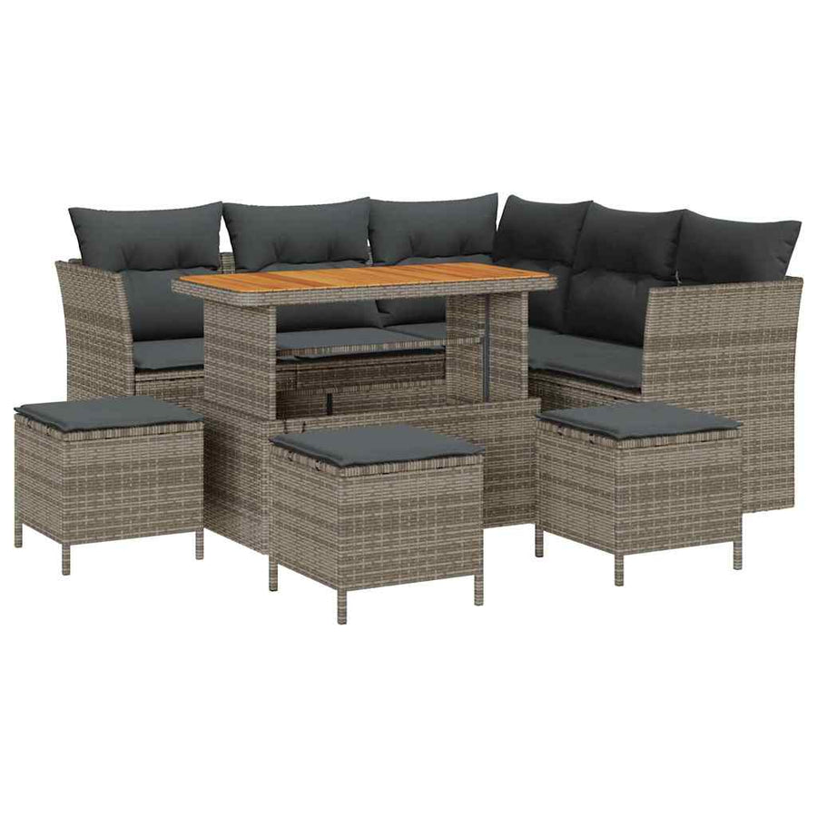 Tuin Sofa Set 9 pcs Grijs Poly riet en gepoedercoat staal
