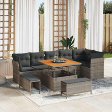Tuin Sofa Set 9 pcs Grijs Poly riet en gepoedercoat staal