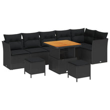 Tuin Sofa Set 9 pcs Zwart Poly riet en gepoedercoat staal