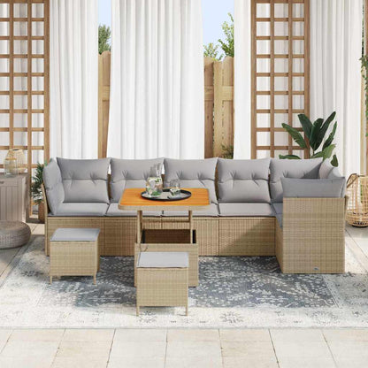 Tuin Sofa Set 9 Pcs 80 X 80 X 71 Cm 80 cm tafellengte beige en lichtgrijs