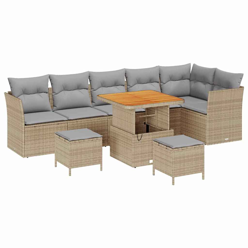 Tuin Sofa Set 9 Pcs 80 X 80 X 71 Cm 80 cm tafellengte beige en lichtgrijs
