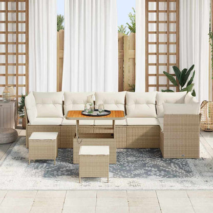 Tuin Sofa Set met kussen met opslag 9 pcs beige en crèmekleurig