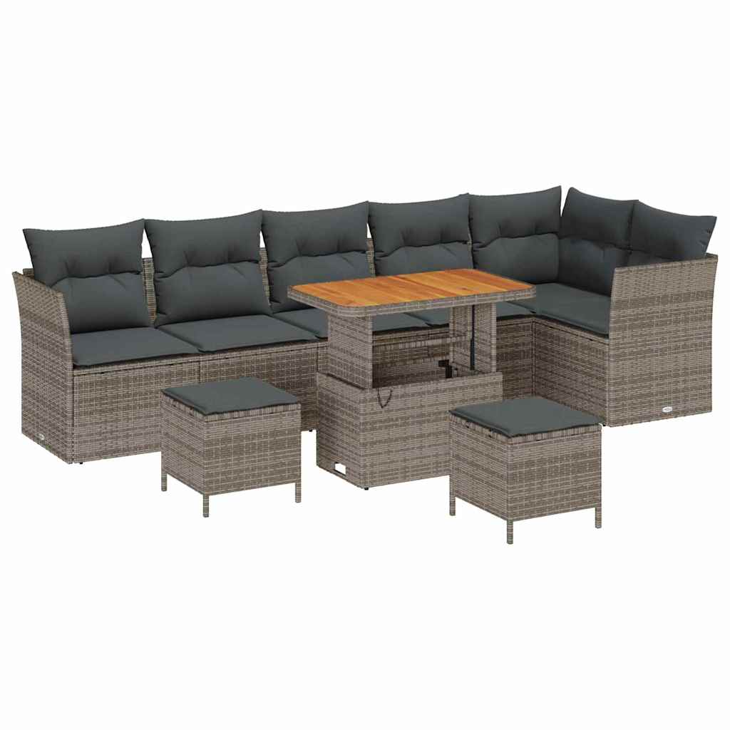 Tuin Sofa Set 9 pcs Grijs Poly riet en gepoedercoat staal