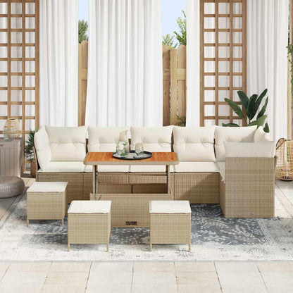 Tuin Sofa Set met kussen 10 pcs beige en crèmekleurig