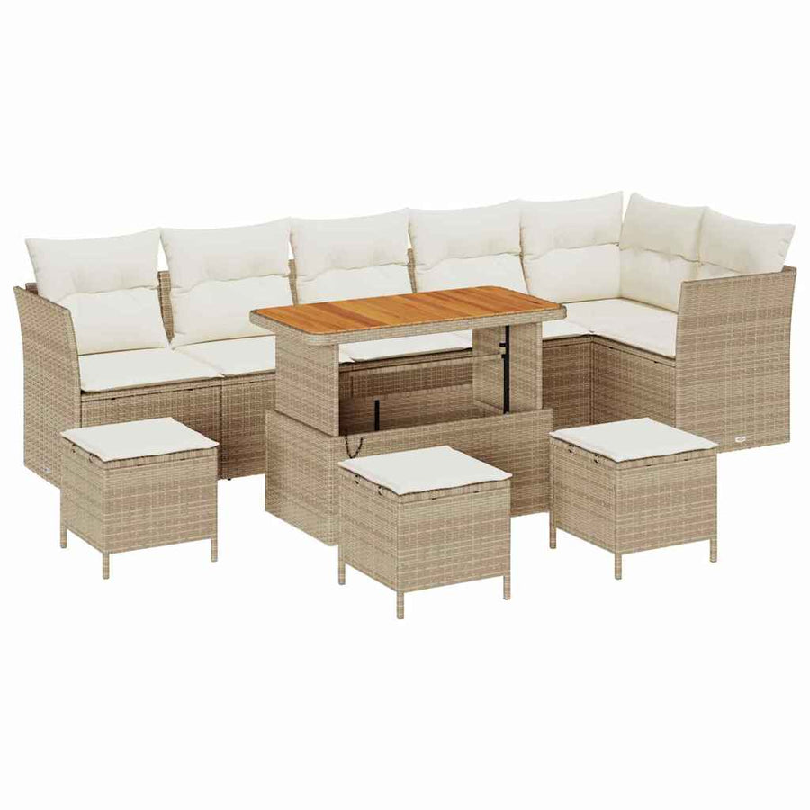Tuin Sofa Set met kussen 10 pcs beige en crèmekleurig
