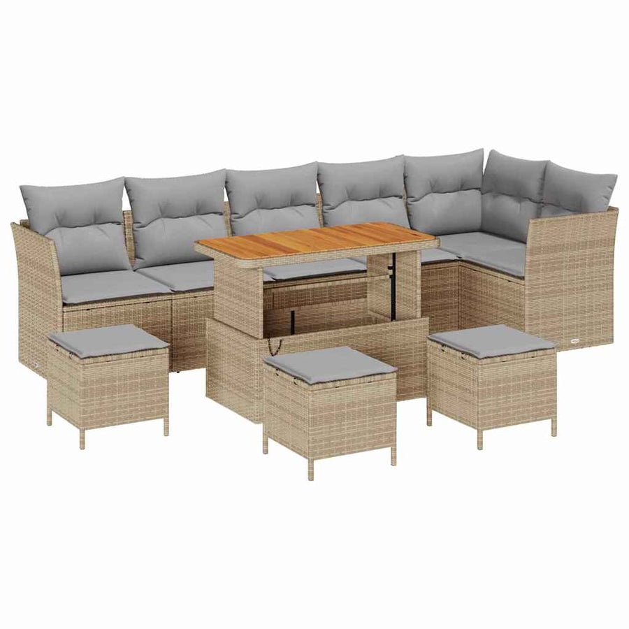 Tuin Sofa Set Met Kussen Met Opslag 10 Pcs 110 cm tafellengte beige en lichtgrijs