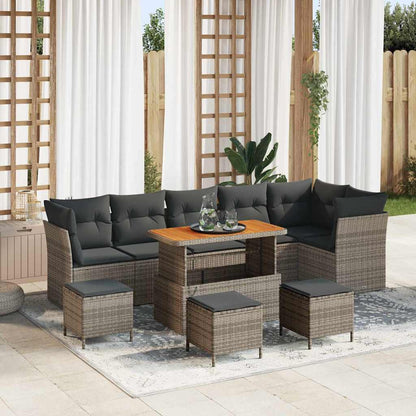 Tuin Sofa Set 10 pcs Grijs Poly riet en gepoedercoat staal