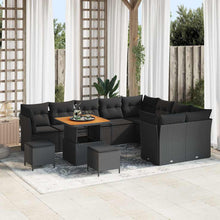 12-Delige Tuinset Met Kussens Poly Rattan Acacia 80 cm tafellengte Zwart