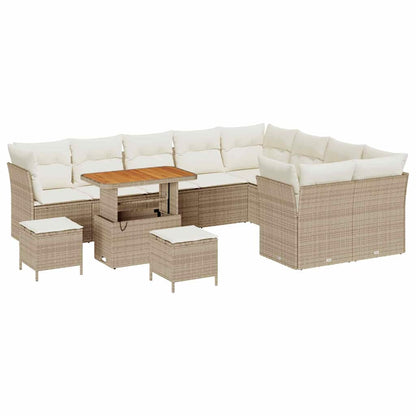 Tuin Sofa Set met kussen 12 pcs beige en crèmekleurig