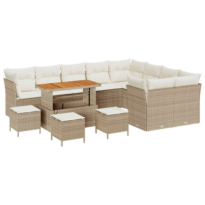 Tuin Sofa Set met kussen 13 pcs beige en crèmekleurig