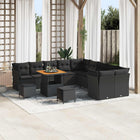 Garden Sofa Set with Cushions 13 pcs Black poly rattan