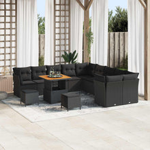 Tuin Sofa Set met kussen 13 pcs Zwart poly rattan
