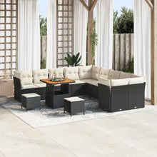 Tuin Sofa Set met kussen 13 pcs Zwart en Crème poly rattan