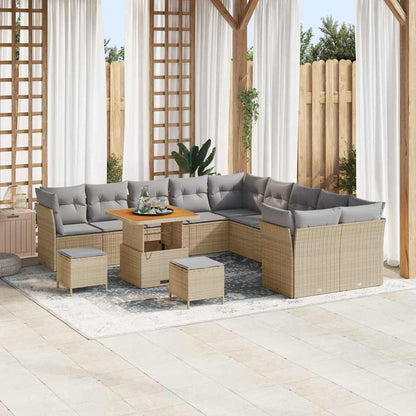 Tuin Sofa Set 13 pcs Beige en Licht Grijs poly rattan