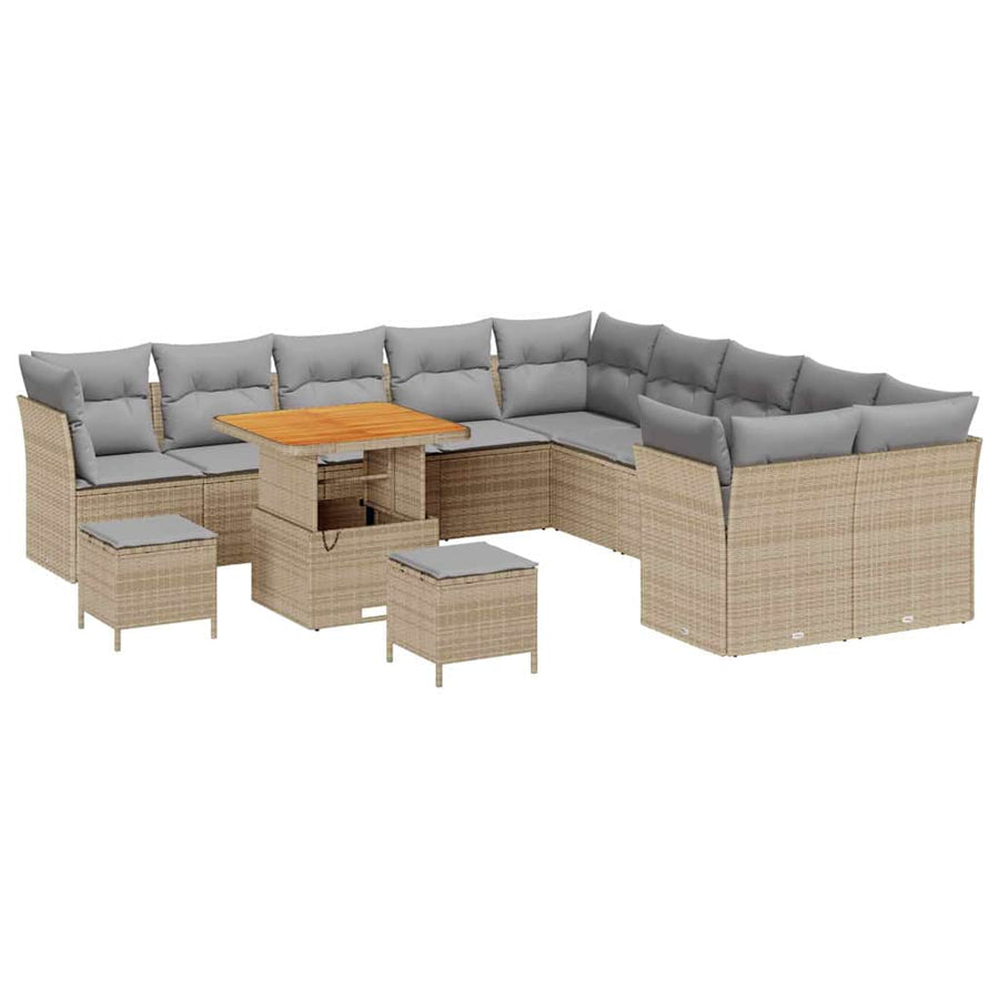 Tuin Sofa Set 13 pcs Beige en Licht Grijs poly rattan