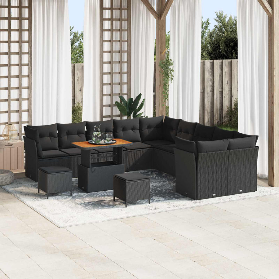 Tuin Sofa Set 13 pcs Zwart Poly rattan en gepoedercoat staal