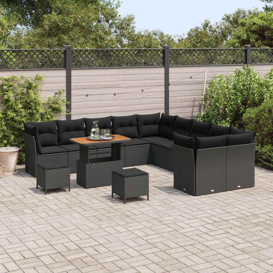 Tuin Sofa Set 13 pcs Zwart Poly rattan en gepoedercoat staal