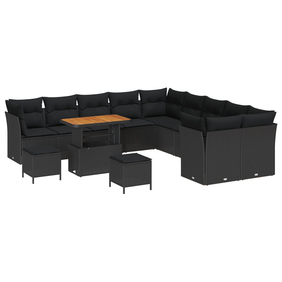 Tuin Sofa Set 13 pcs Zwart Poly rattan en gepoedercoat staal