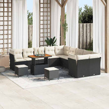 Tuin Sofa Set met kussen met opslag 13 pcs Zwart en crème