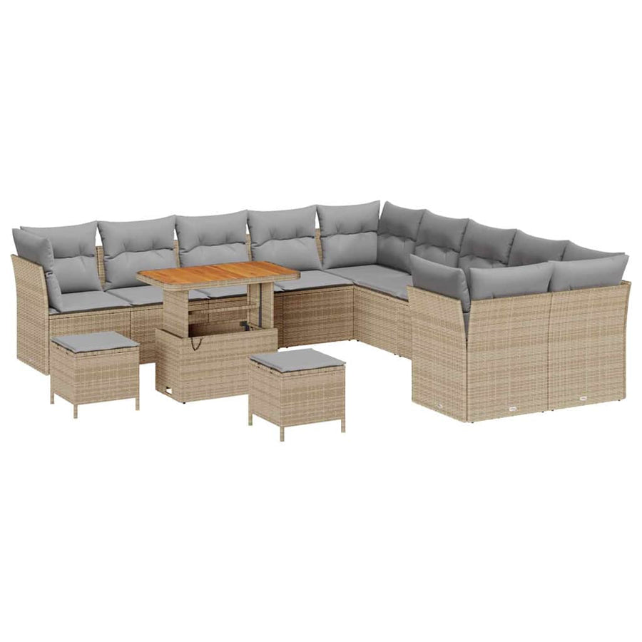 Tuin Sofa Set 13 pcs Beige en Licht Grijs poly rattan