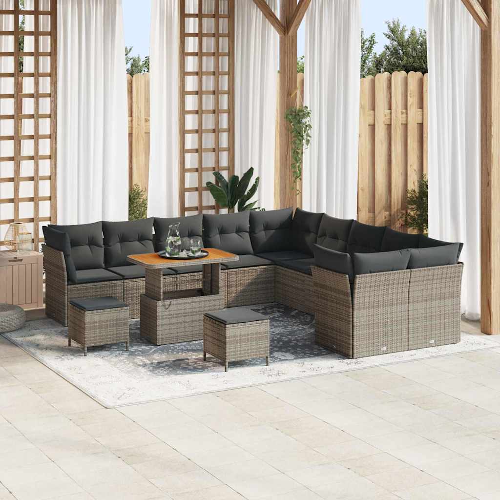 Tuin Sofa Set 13 pcs Grijs Poly rattan en gepoedercoat staal