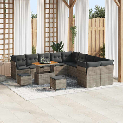 Tuin Sofa Set 13 pcs Grijs Poly rattan en gepoedercoat staal