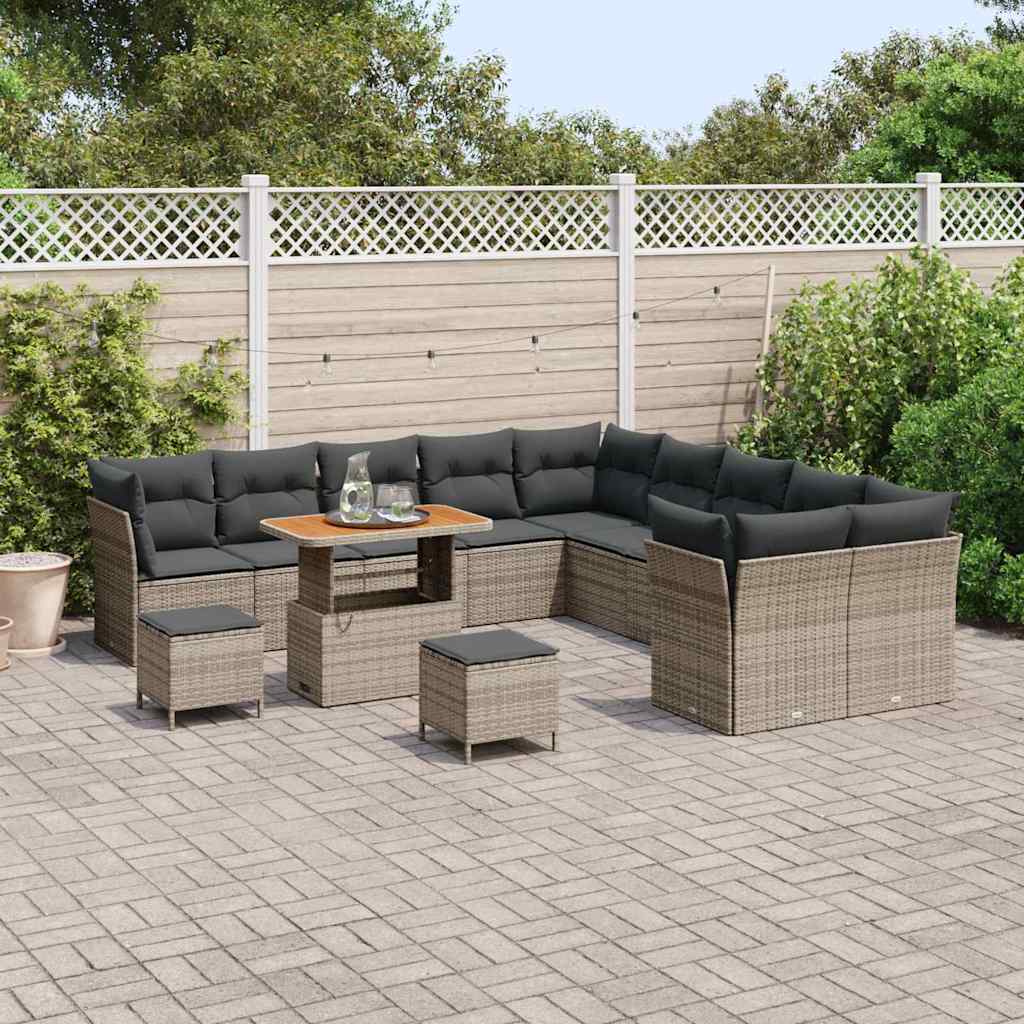 Tuin Sofa Set 13 pcs Grijs Poly rattan en gepoedercoat staal