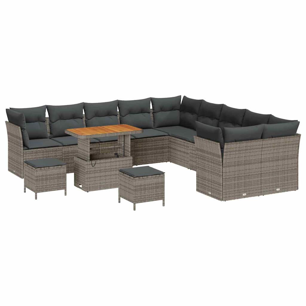 Tuin Sofa Set 13 pcs Grijs Poly rattan en gepoedercoat staal