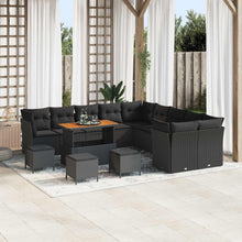 Tuin Sofa Set met kussen 14 pcs Zwart poly rattan