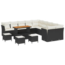 Tuin Sofa Set met kussen 14 pcs Zwart en Crème poly rattan