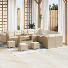 Tuin Sofa Set met kussen 14 pcs Beige en Crème poly rattan