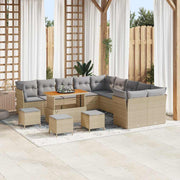 Modulaire loungeset 14-delig poly rattan beige lichtgrijs