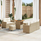 Loungeset poly rattan 8-delig beige crème