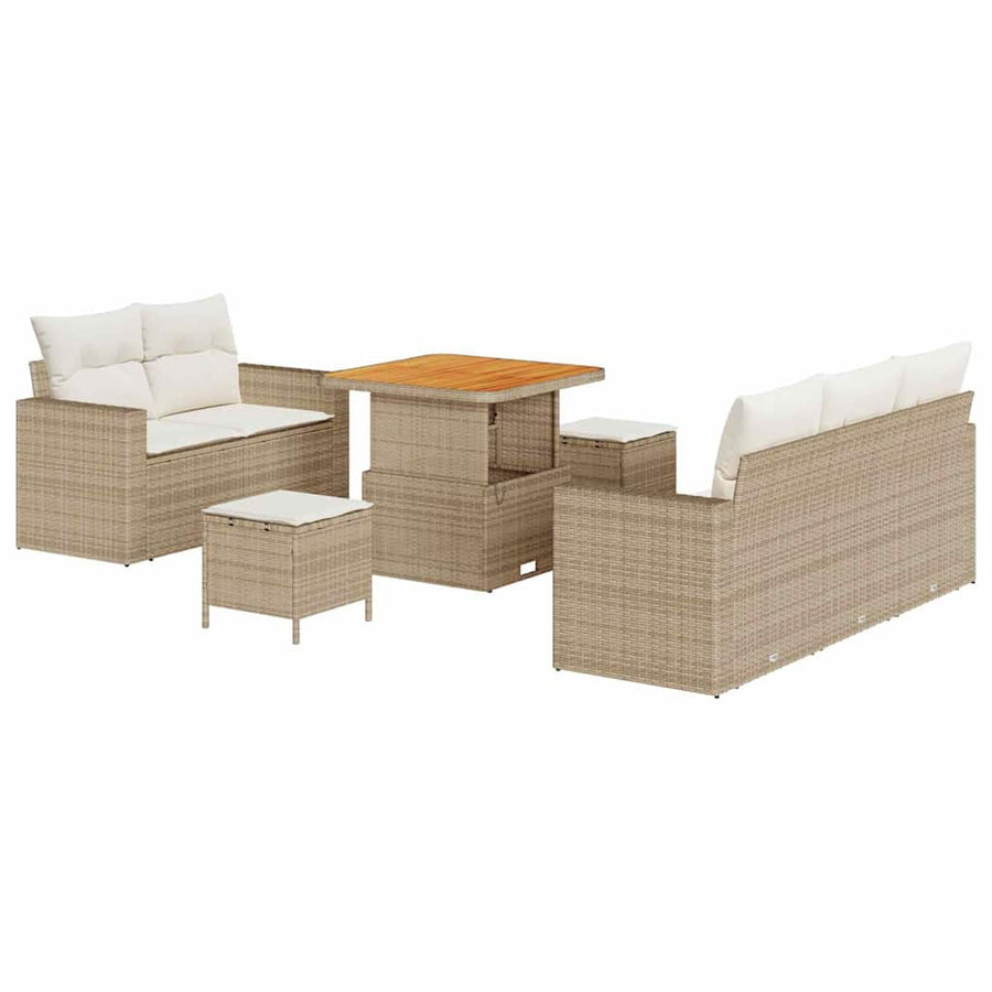 Tuin Sofa Set met kussen 8 pcs Beige en Crème poly rattan