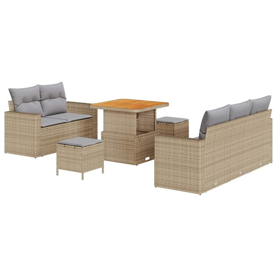 Tuin Sofa Set met kussen met opslag 8 pcs beige en lichtgrijs
