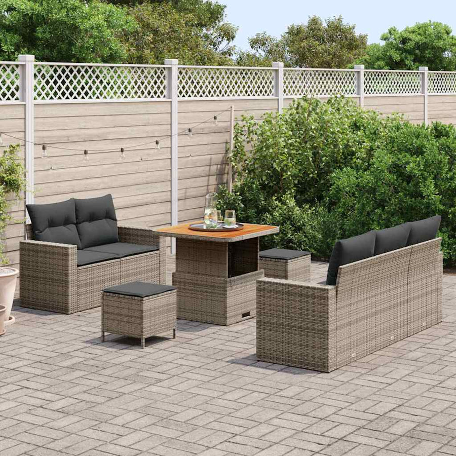 Tuin Sofa Set 8 pcs Grijs Poly rattan en gepoedercoat staal
