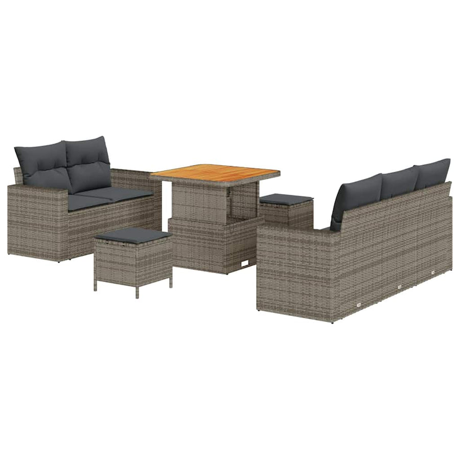 Tuin Sofa Set 8 pcs Grijs Poly rattan en gepoedercoat staal