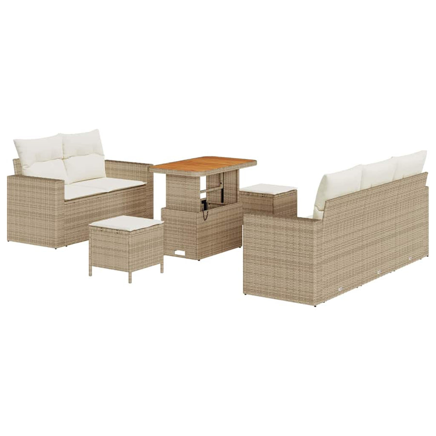 Tuin Sofa Set met kussen 8 pcs Beige en Crème poly rattan