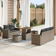 Tuinset poly rattan grijs 8-delig modulair