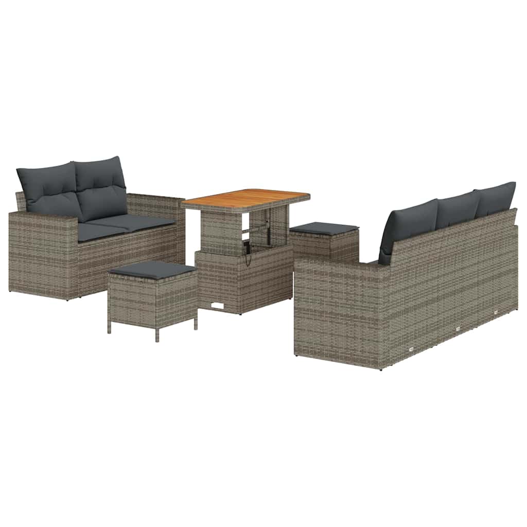 Tuin Sofa Set met kussen 8 pcs Grijs poly rattan