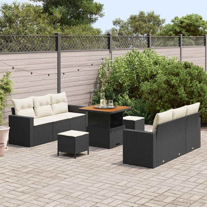 Tuin Sofa Set met kussen met opslag 9 pcs Zwart en crème