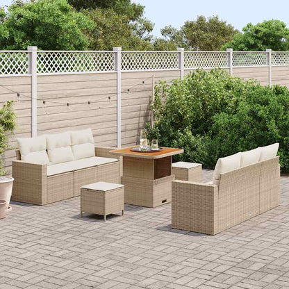Tuin Sofa Set met kussen met opslag 9 pcs beige en crèmekleurig