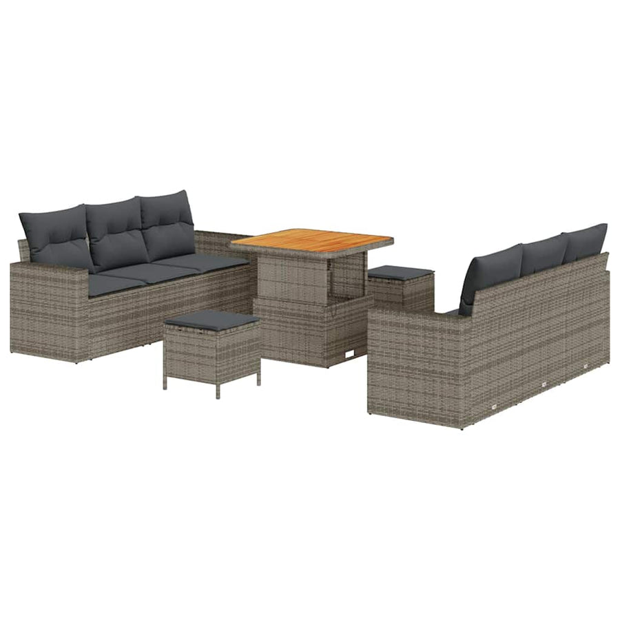 Tuin Sofa Set 9 pcs Grijs Poly rattan en gepoedercoat staal