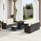 Tuinset 9-delig poly rattan acaciahout zwart crème