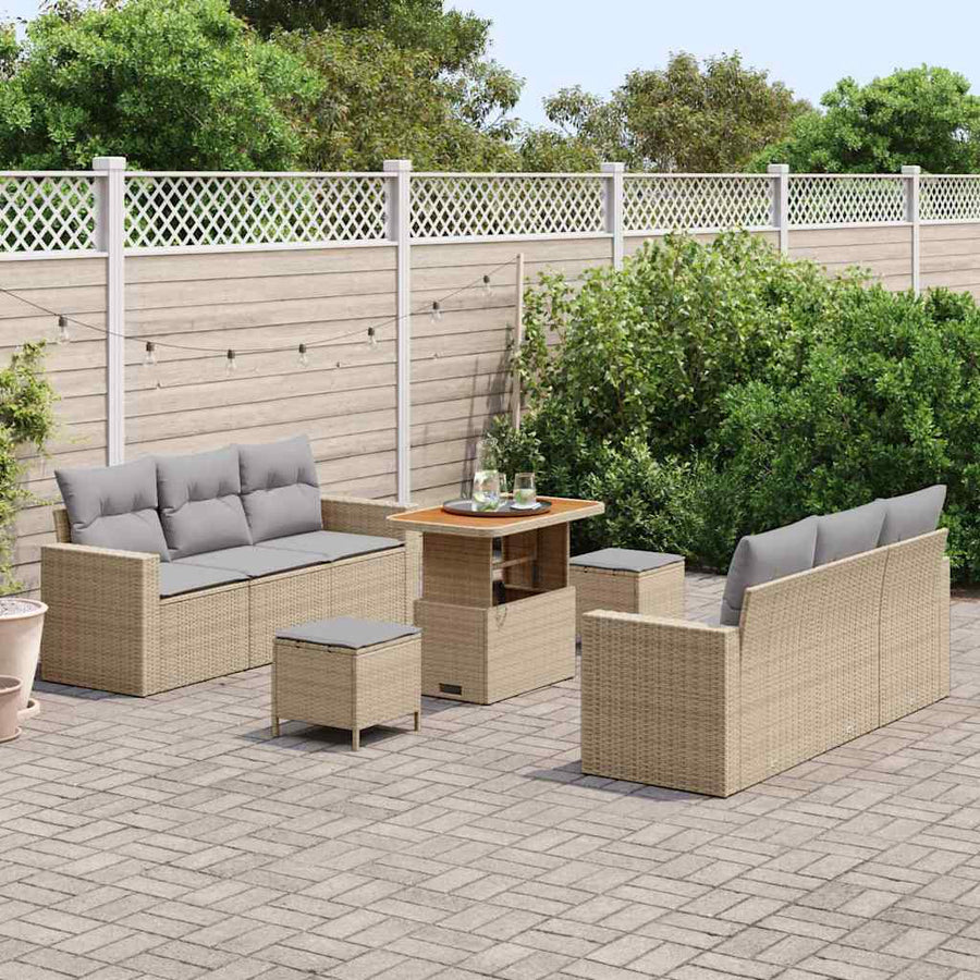 Tuin Sofa Set met kussen met opslag 9 pcs Zwart en lichtgrijs
