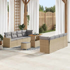 Garden bench set 12 pcs Beige and Light Grey poly rattan